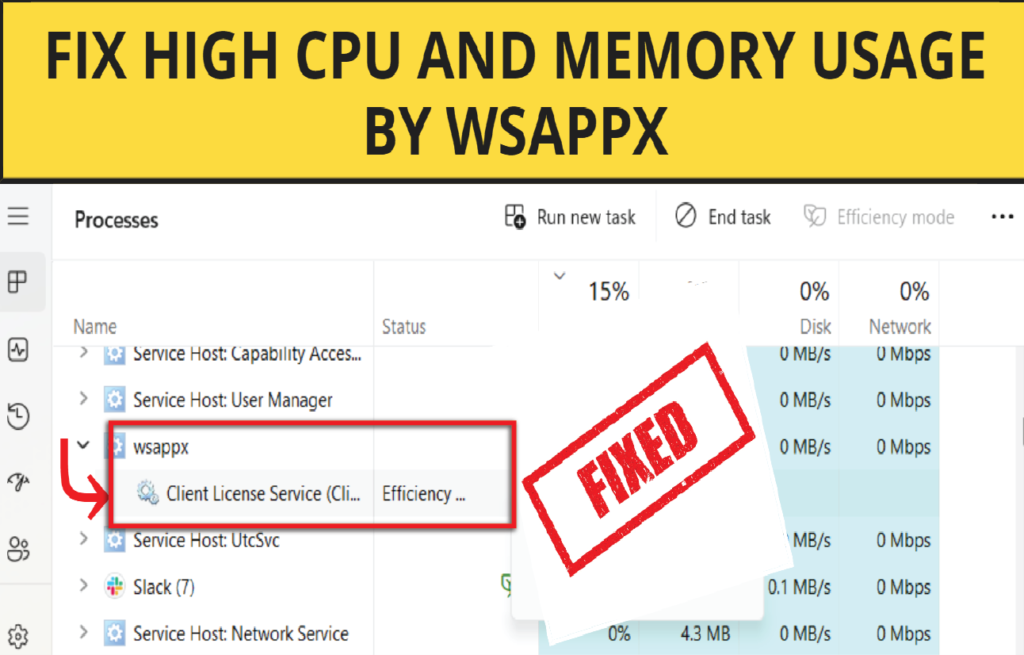 Fix High CPU And Memory Usage By Wsappx